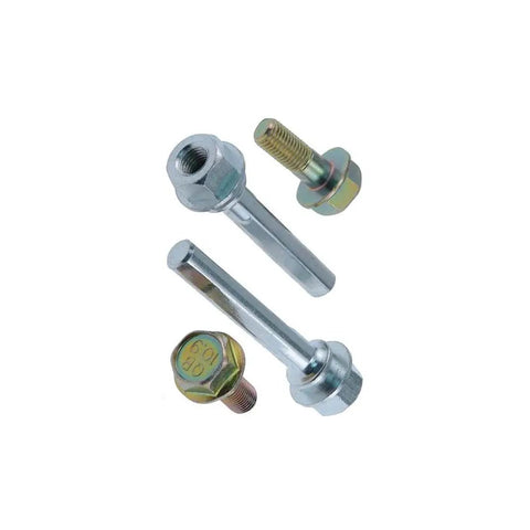 Rear Disc Brake Caliper Pin Kit For Toyota RAV4 Camry ES350 2006 2007 2008 2009 2010 2011 2012 2 Pack Go To Replacement Pins For Reliable Caliper Action And Easy Mounting, showing two silver pins with threaded ends and two gold bolts, top view