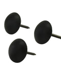 High Quality Matt Black Upholstery Nails And Vintage Decorative Tacks 100 Piece Pack With 7 16 Inch Heads close-up of 3 tacks
