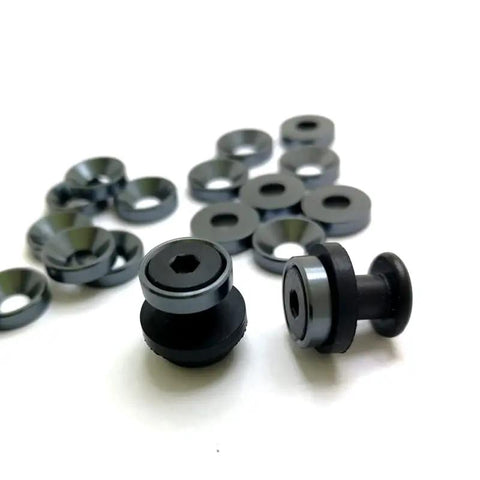 Top Shelf Chicago Screws And Stainless Steel 304 Holster Fasteners With Mixed Color Aluminum Spacers for Kydex belt clips, silver-black.