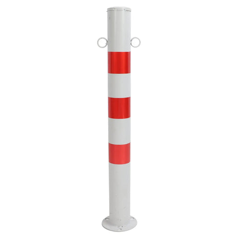 Heavy Duty Cold Rolled Steel Traffic Delineator Posts With Rock Solid Base And High Visibility Red White Stripes For Street Parking Lot Barriers That Are Dang Tough And Built Different