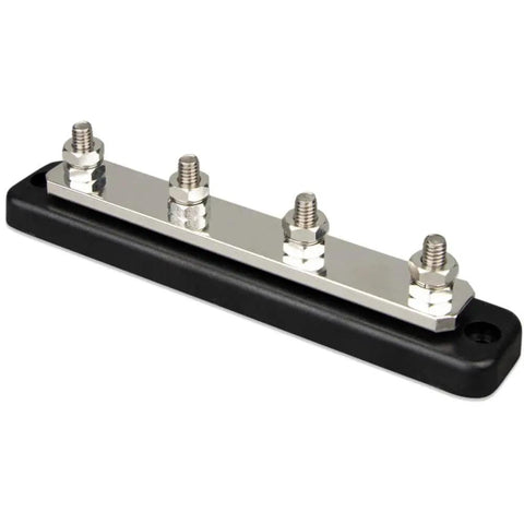 Heavy Duty 250 Amp 70 Volt Four Post Busbar for High Current Distribution, featuring four connection studs on a solid base.