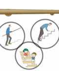 Tough As Nails Metal Handrails Built To Last, Adjustable 1 To 20 Ft Pipe Supports for stairs with user illustrations, sturdy design.