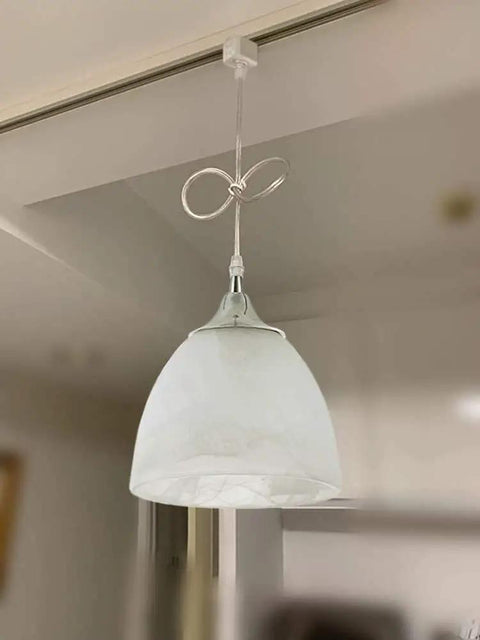 Frosted white glass shade pendant from Three-Light H-Type Track Lighting Kit, Dimmable Track Mount Pendant Fixtures, modern style.