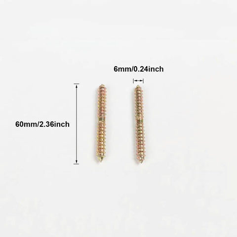 20 Piece Heavy Duty Double End Dowel Screws Iron Threaded Wood Connecting Bolts For Furniture Assembly And Woodworking Projects Tough As Nails Bulletproof Hold 8X60mm, close-up of iron dowel screws.