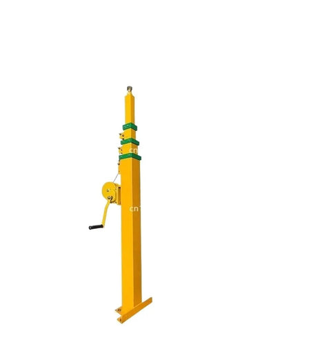 Crank It Up Whenever You Need Extra Height Using This Legit Manual Telescopic Lifting Mast with yellow metal and crank handle.