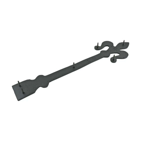 Fleur De Lis Wrought Iron Dummy Strap Hinge 16 Inch Black Decorative Hardware for doors cabinets shutters garage door decor