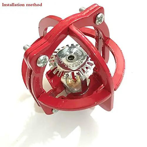 Heavy Duty Stainless Steel Fire Sprinkler Protection Cage Bracket for DN15 and DN20 Sprinkler Heads, red hex head, protective design.