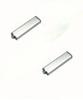 Two silver Magnetic Push Latch Locks with Soft Close and Touch Release for kitchen cabinets and drawers, durable metal hardware.