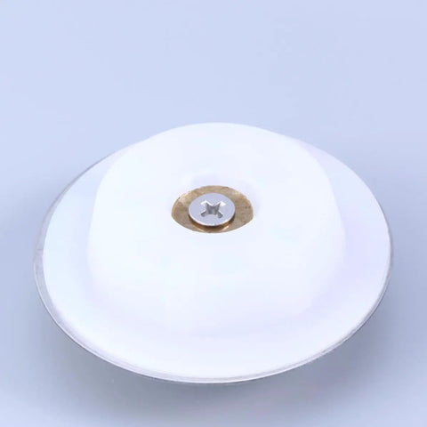 Bathtub Stopper for 40-45mm Holes Flat Cover Stainless Steel with white top, brass center, and flat design.