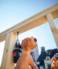 Bosch DSB1013 Daredevil spade bit in use, drilling into wood framing