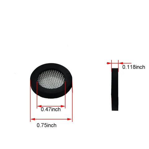 15 Pack 40 Mesh Stainless Steel Hose Washers And Rubber Gasket Seals showing dimensions for shower heads and garden hoses