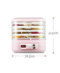 Smooth Operator Electric Food Dehydrator Machine With Five Adjustable Trays And Digital Timer, pink design, dimensions 24.2cm x 24.8cm.