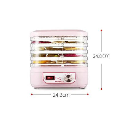 Smooth Operator Electric Food Dehydrator Machine With Five Adjustable Trays And Digital Timer, pink design, dimensions 24.2cm x 24.8cm.