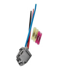Straight Swap Blower Motor Wire Connector Kit For Ford F250 2017 To 2022 OEM Replacement Heater Fan Plug Wiring Harness Garage Ready Tough Plastic Build Auto Fix showing a gray connector with wires and heat shrink tubing.