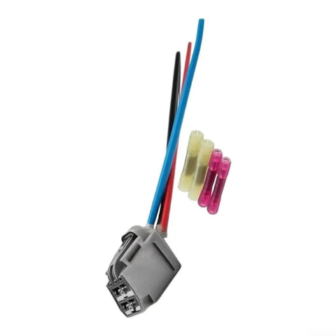 Straight Swap Blower Motor Wire Connector Kit For Ford F250 2017 To 2022 OEM Replacement Heater Fan Plug Wiring Harness Garage Ready Tough Plastic Build Auto Fix showing a gray connector with wires and heat shrink tubing.