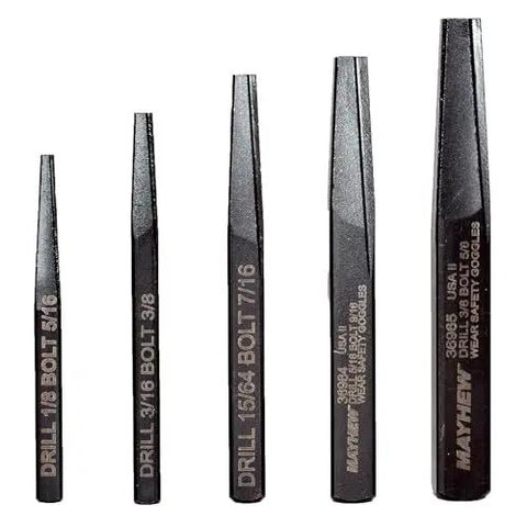 Screw Extractor Set 5 Piece With Black Oxide Finish For Removing Broken Or Seized Screws Made In USA Includes 36961 36962
