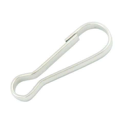 Close-up of a 23mm nickel-plated iron lanyard hook from 200 Pieces Durable Metal Lanyard Hooks Nickel Plated Iron 23mm For Zipper Pulls.