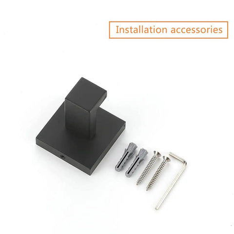 Heavy Duty Stainless Steel Wall Hooks Set, Matte Black Towel Robe Hangers For Bathroom, Ultra Durable Door Hanger with installation kit