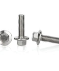 Badass M6X20mm Flanged Hex Bolts Stainless Steel 304 Heavy Duty Fasteners With Integrated Flange Base Zero Rust Guarantee For Truck Mods And Shop Projects 25 Piece Set - close-up of bolts