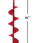 8 Inch Ice Auger For Ice Fishing With Interchangeable Stainless Steel Blades And Power Head Attachment For Gas Post Hole Digger Fast Through Thick Ice Built Tough In The USA, red auger bit