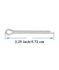 Side view: 2.25-inch cotter pin for trailer spindle kit; metal with looped end.