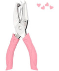 Heart Shaped Paper Punch Handheld Perforator with pink soft grip handle, designed for DIY crafts and scrapbooks, punches heart shapes.