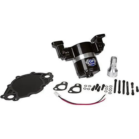 Heavy Duty Electric Water Pump For Ford Small Block Engines 35 GPM Black Aluminum Cooling Upgrade 12V CNC Machined with fittings and bolts.