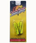 Crappie Magnet Replacement Heads 5 Count One Eighth Ounce Chartreuse Jig Heads For Crappie Fishing Durable High Visibility Sinker Heads Easy Swap For Fast Trolling And Tight Bites in retail packaging.