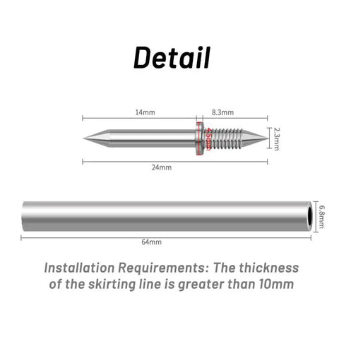 100 Piece Badass Double Head Skirting Pins Nickel Plated Rust Proof Invisible Trim Screws dimensions with installation details.