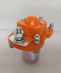 JwDawn Zj200d 80 Volt 200 Amp Single Coil No Solenoid Switch Relay For Electric Forklift Pallet Truck Golf Cart Stacker Heavy Duty Dc Contactor close-up view with orange housing and metal connections.