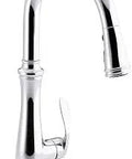 Bellera Pull-Down Kitchen Faucet With Three Spray Modes, Touch Control, Boost Flow Tech For Thirty Percent More Power, Sweep And Stream Settings, Easy Install, Polished Chrome - side view