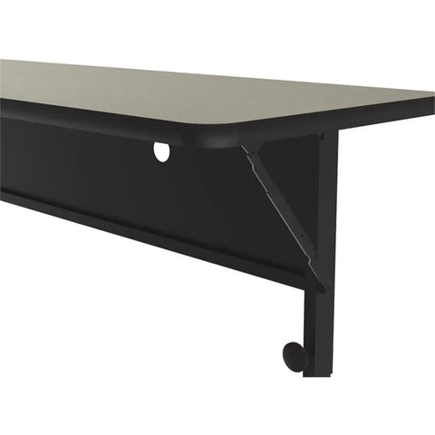 No Fuss Adjustable Flip Top Standing Desk Built Tough For Quick Workspace Swaps Locking Casters smooth sand laminate top detail