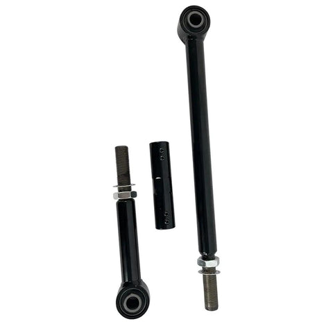Front Adjustable Track Bar And Panhard Bar For A 2 To 6 Inch Lifted Ford F 250 F 350 Super Duty And 2000 2005 Excursion 4WD That Boosts Axle Alignment And Handling With Durable High Strength Steel. Black steel front adjustable track bar and panhard bar kit with bushings and hardware