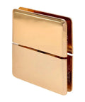 Gold Plated Glass To Glass Mount Hinge With Top And Bottom Mount Design for Half Inch Tempered Glass, premium finish side view