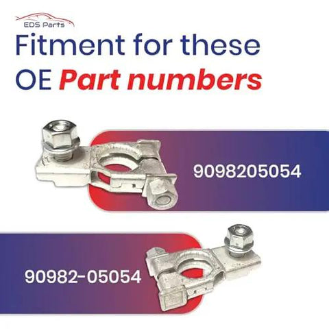 Positive Battery Terminal Connector 18mm OEM Replacement For Toyota Camry Corolla RAV4 Sienna with part numbers 9098205054, 90982-05054