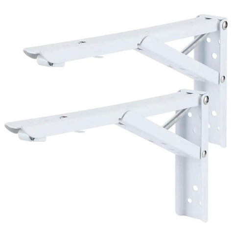 Foldable Metal Wall Shelf Bracket Set 2 Pack With Screws 24Cm By 13Cm Right Angle Triangular Support Space Saver Wall Mount Shelf Brackets