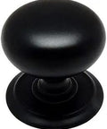 Flat Black Round Cabinet Knob With Backplate, 25 Pack, 1-1/4 Inch Diameter, Includes 1 Inch Screws, Durable Matte Finish