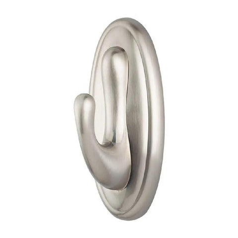 Damage Free Hanging 3 Hook Wall Decor Hooks In Brushed Nickel Finish, large plastic hook for lightweight items, brushed nickel