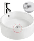 Six Size Rubber Sink Stoppers With Pull Ring Universal Fit Drain Plugs Fits Kitchen Bath Laundry Tub, shown in white sink.
