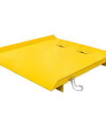 Tough As Nails Heavy Duty 84 By 96 Inch Shipping Container Loading Ramp With Fold Down Loop Flips And Safety Chain Forklift Ready 15000 Pound Capacity yellow steel ramp with safety chain