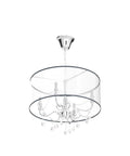 Crystal Pendant Drum Chandelier in Chrome Finish, Four Light LED Ceiling Fixture, modern elegant crystal lighting design