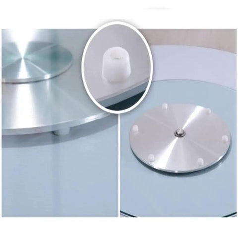 Close-up of 8mm Tempered Glass Lazy Susan Turntable Serving Tray For Restaurants And Banquets Rotating Tabletop With Beefy 300 Kg Capacity