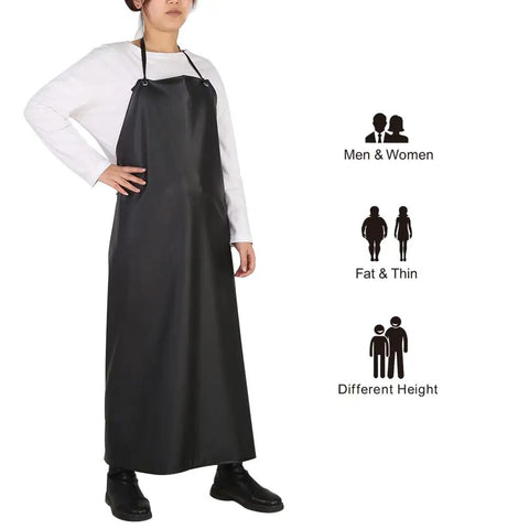 Heavy Duty Black PVC Apron For Kitchen And Workshop Chemical Resistant Waterproof Gear With Extra Long Straps Plus Size Three Pack Tough As Nails Protection No Sweat Cleanup