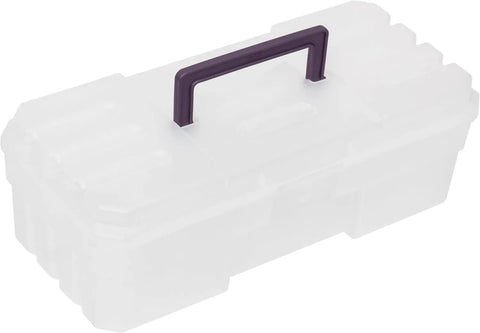 12-Inch ProBox Plastic Storage Toolbox For Art Supplies And Crafts, durable clear organizer case with safe rounded edges, closed lid view