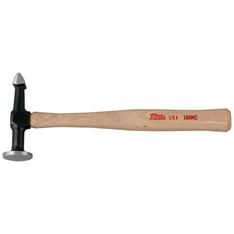 High Crown Cross Peen Finishing Body Hammer With Wood Handle, Twelve Inch Overall Length, Ideal For Forming Radiuses And Contours