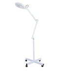 5X LED Magnifying Floor Lamp On A Rolling Stand For Salon Beauty Skincare Tattoo And Manicure Workstations with adjustable arm