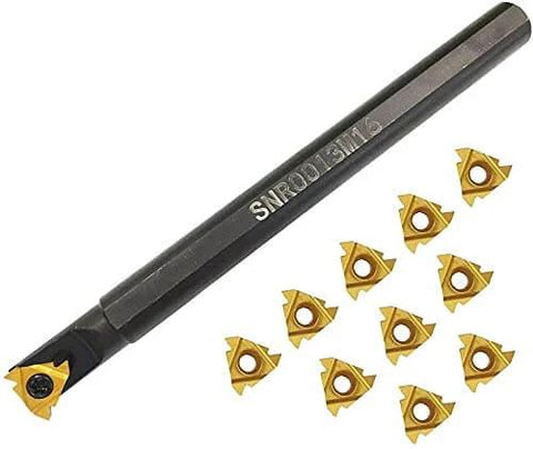 SNR0013M16 CNC Lathe Internal Threading Boring Bar Kit With 11 AG60 Carbide Inserts And T15 Wrench, 150mm Overall Length, 13mm Shank