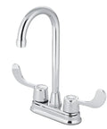 Vista Bar Faucet Deck Mount 4 Inch Centerset Two Hole Polished Chrome Solid Brass With 1/2-14 NPSM Connection And 1.8 GPM Spout Flow Durable Washerless Cartridge
