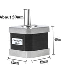 3D Printer 42-40 Stepper Motor, 2 Phase 1A 1.8 Degree 0.4N.M, metal body, dimensions labeled, for 3D printer extruder