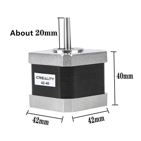 3D Printer 42-40 Stepper Motor, 2 Phase 1A 1.8 Degree 0.4N.M, metal body, dimensions labeled, for 3D printer extruder